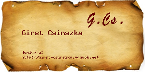 Girst Csinszka névjegykártya